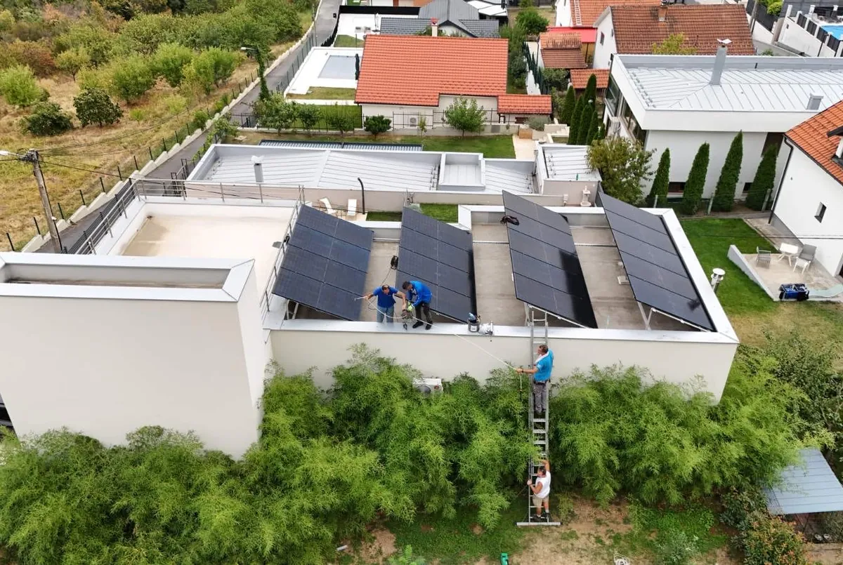 Installing solar panels on a flat roof